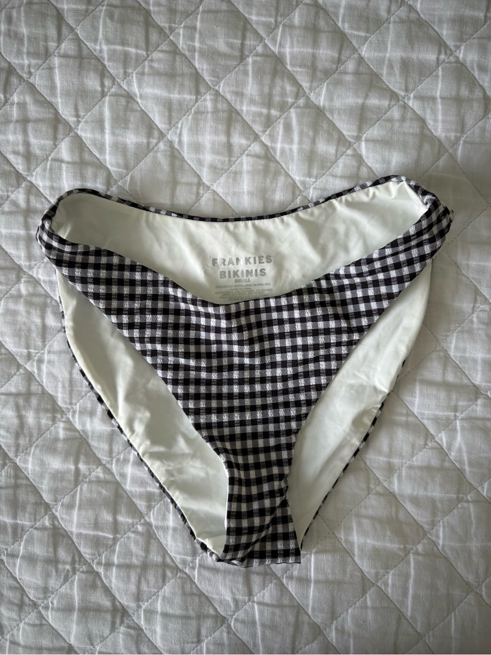 Frankie's Bikinis Black and White Gingham Triangle Bikini - Picture 2 of 3